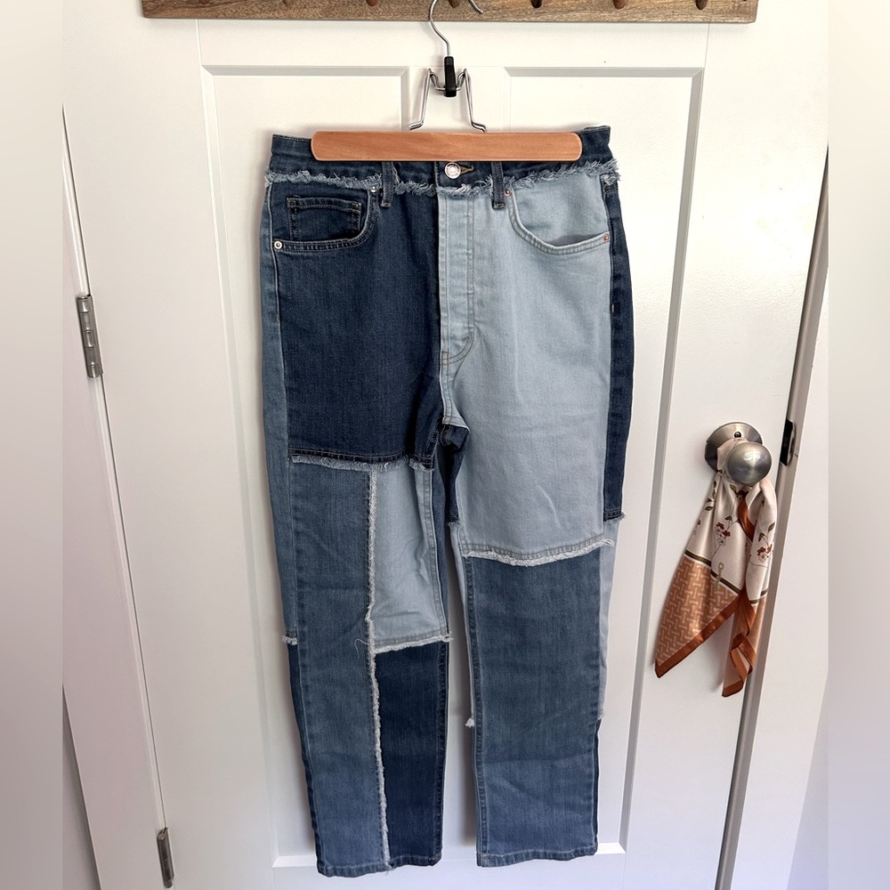Wild Fable Highest Rise Slim Straight Leg Jeans - Multicolor Patchwork